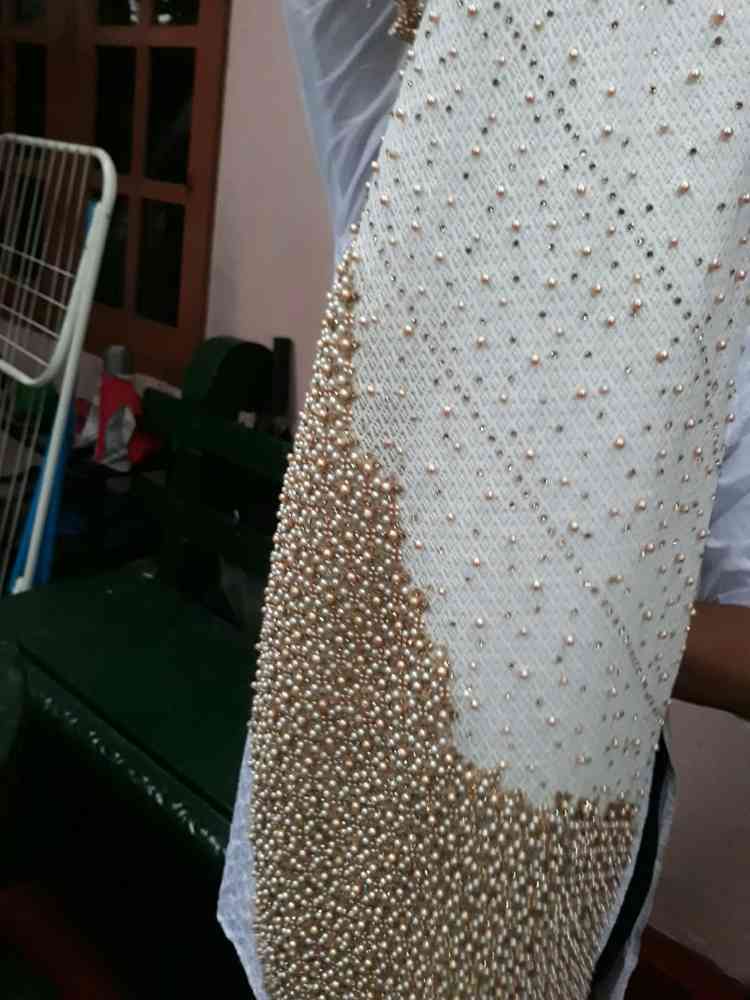Beautiful ivory white wedding saree