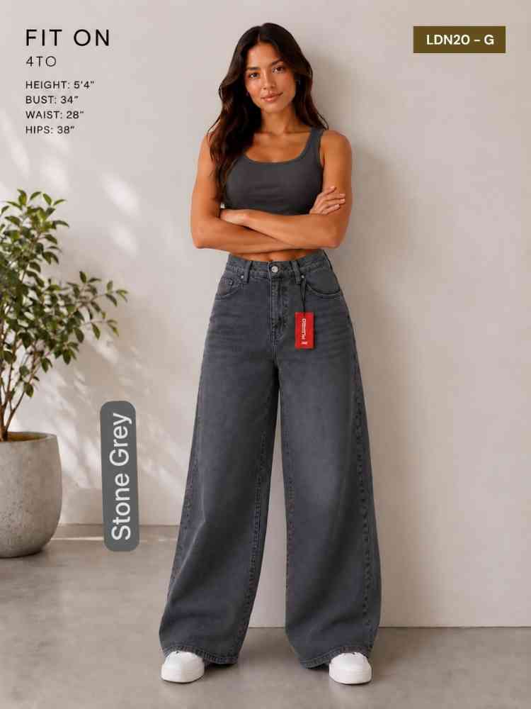Ladies wide leg denim